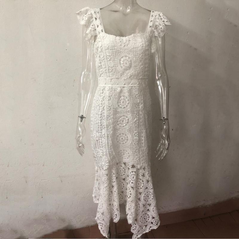 Lace Dress - Women White Lace Dress Crochet Party Dress - Dress - LeStyleParfait Kenya
