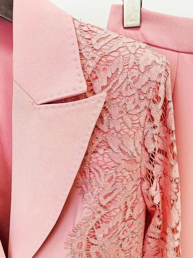 Lace Patchwork Women Pant Suit, Flared Pants - Pantsuit - LeStyleParfait