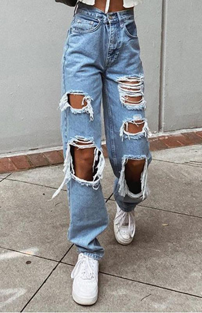 Ladies Ripped Denim Jeans - Women Jeans - LeStyleParfait Kenya