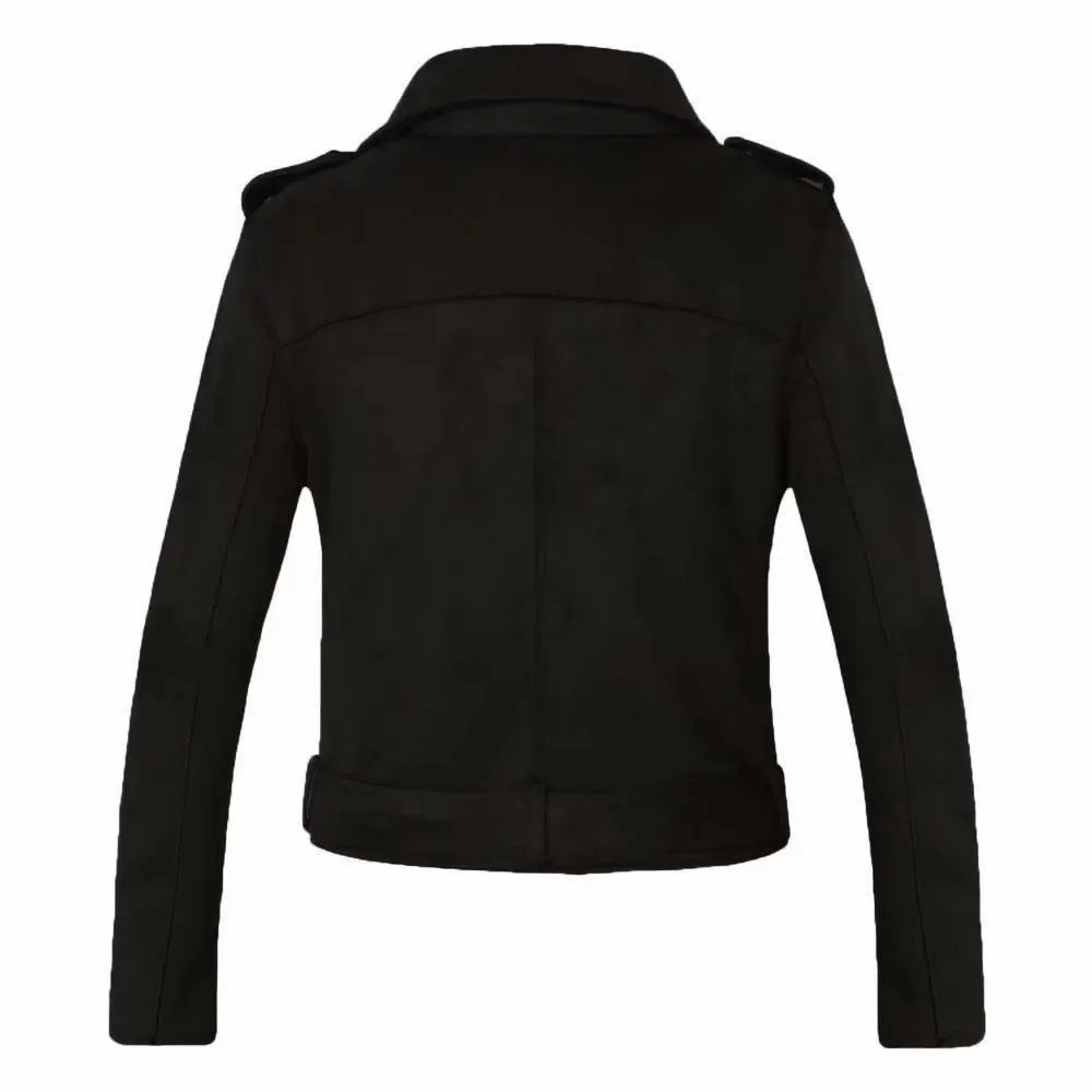 Lady Biker Suede Leather Jacket - Leather Jacket - LeStyleParfait