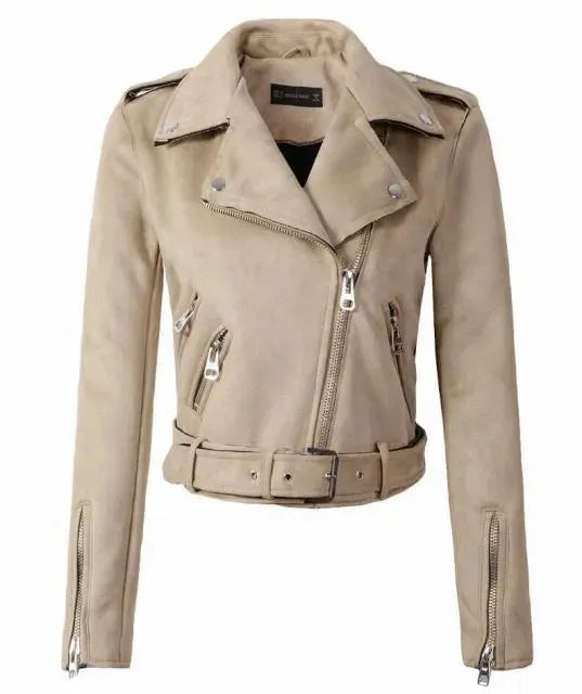 Lady Biker Suede Leather Jacket - Leather Jacket - LeStyleParfait