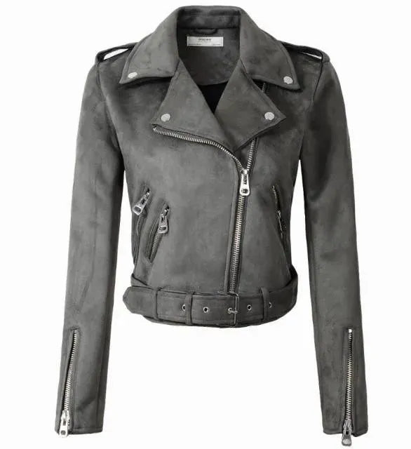 Lady Biker Suede Leather Jacket - Leather Jacket - LeStyleParfait