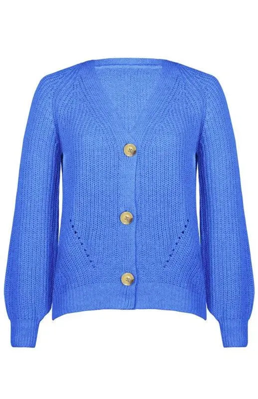 Lantern Sleeve Button Women Cardigan Sweater - Cardigan Sweater - LeStyleParfait