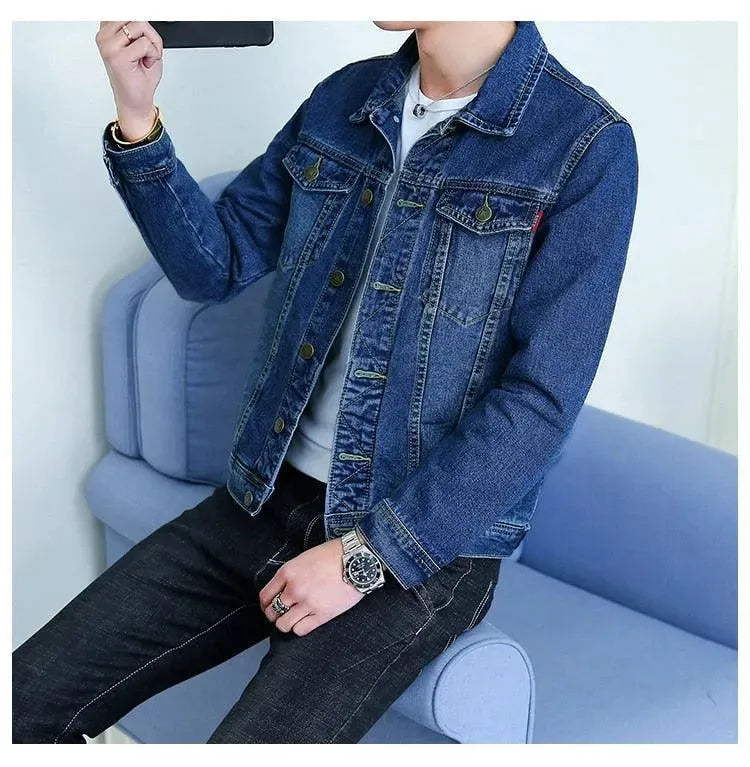 Lapel Denim Jacket Men - Casual Jacket - LeStyleParfait