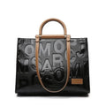 Letter-Embossed Leather Handbag - Handbag - LeStyleParfait