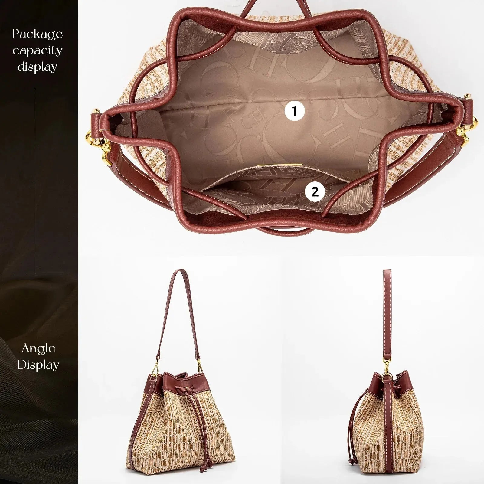 Letters Drawstring Bucket Shoulder Bag - Shoulder Bag - LeStyleParfait