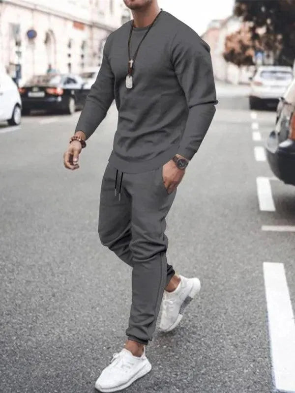 Buy Long-sleeved Casual Suit Men's Solid Color Trendy Sports Suit