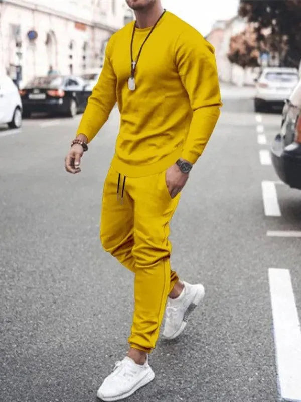 Buy Long-sleeved Casual Suit Men's Solid Color Trendy Sports Suit