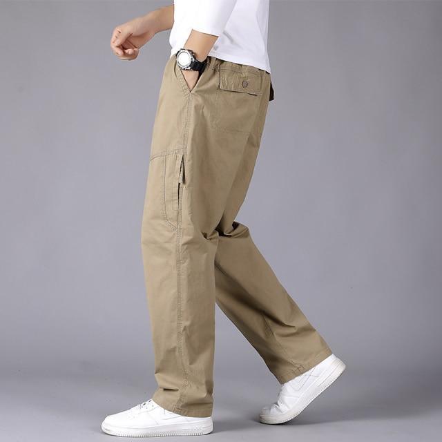 Plus Size Men's Solid Cargo Pants Oversized Loose Fit Pants - Temu