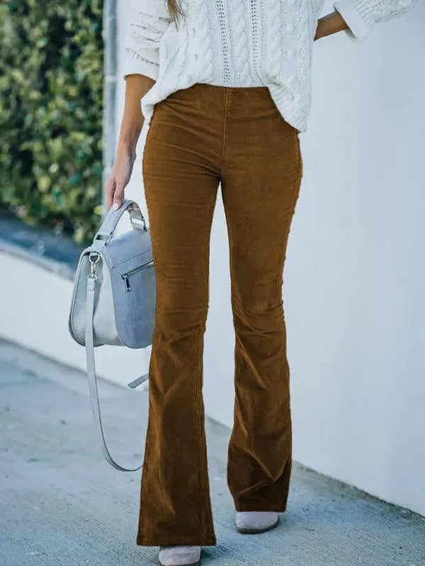 Loose Corduroy Flared Women Pants - Women Pants - LeStyleParfait
