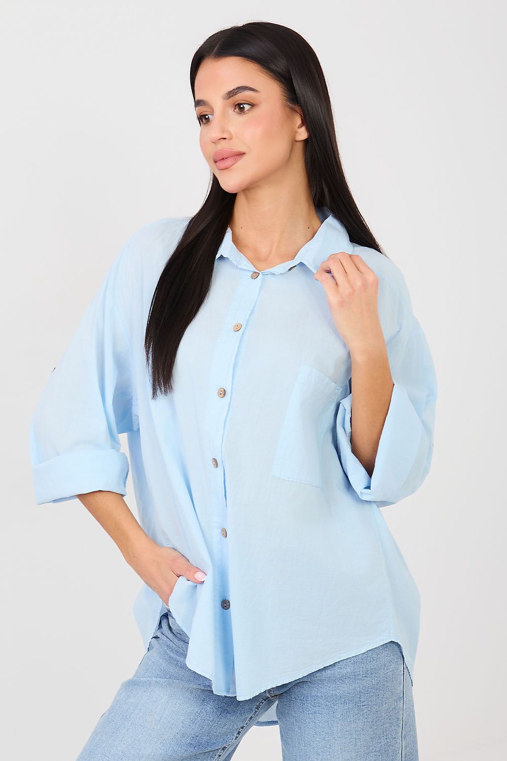 Loose Cotton Button Pocket Shirt-Women's Shirts-LeStyleParfait