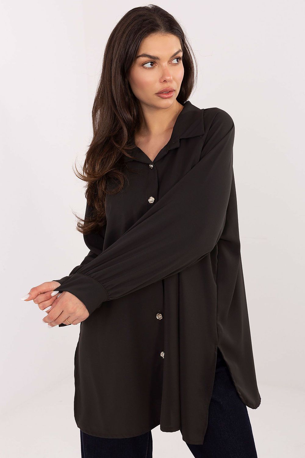 Loose Long Tunic Office Shirt-Women's Shirts-LeStyleParfait