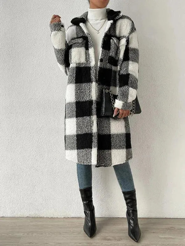 Loose Plaid Women Winter Shirt - Shirt Jacket - LeStyleParfait