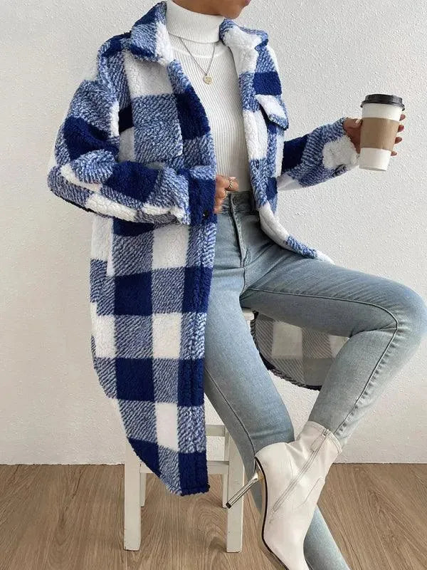 Loose Plaid Women Winter Shirt - Shirt Jacket - LeStyleParfait