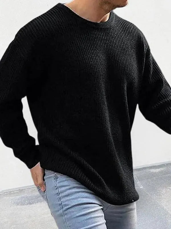 Loose Round Neck Men Pullover Sweater - Pullover Sweater - LeStyleParfait