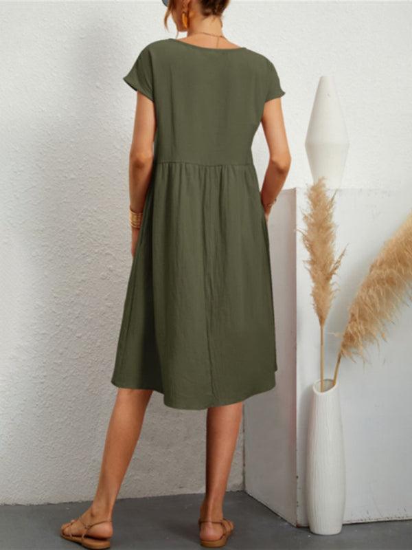 Loose Short Sleeve Summer Dress - Dress - LeStyleParfait Kenya