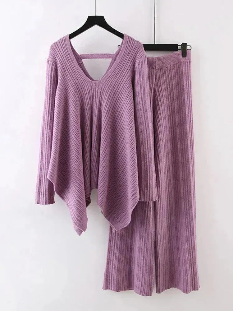 LSP SWEATER Chic Women Casual Mustard Two-Piece Sweater Set