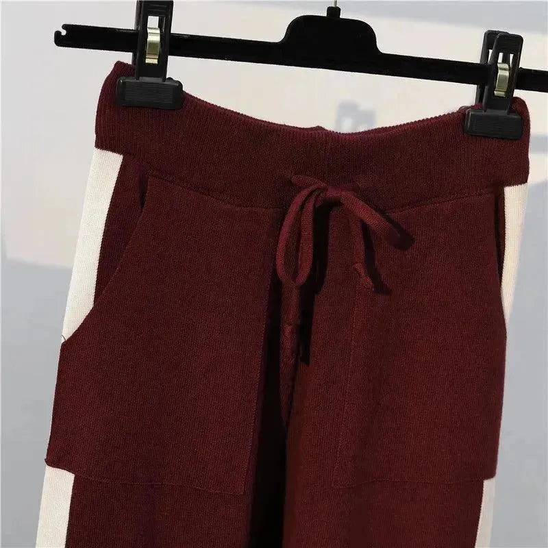 LSP SWEATER Chic Women Casual Striped Two-Piece Sweater Set