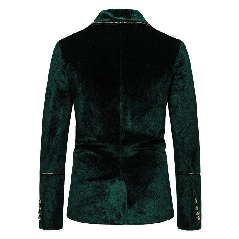 Luxury Gold Stripes Velvet Suit - Velvet Suit - LeStyleParfait