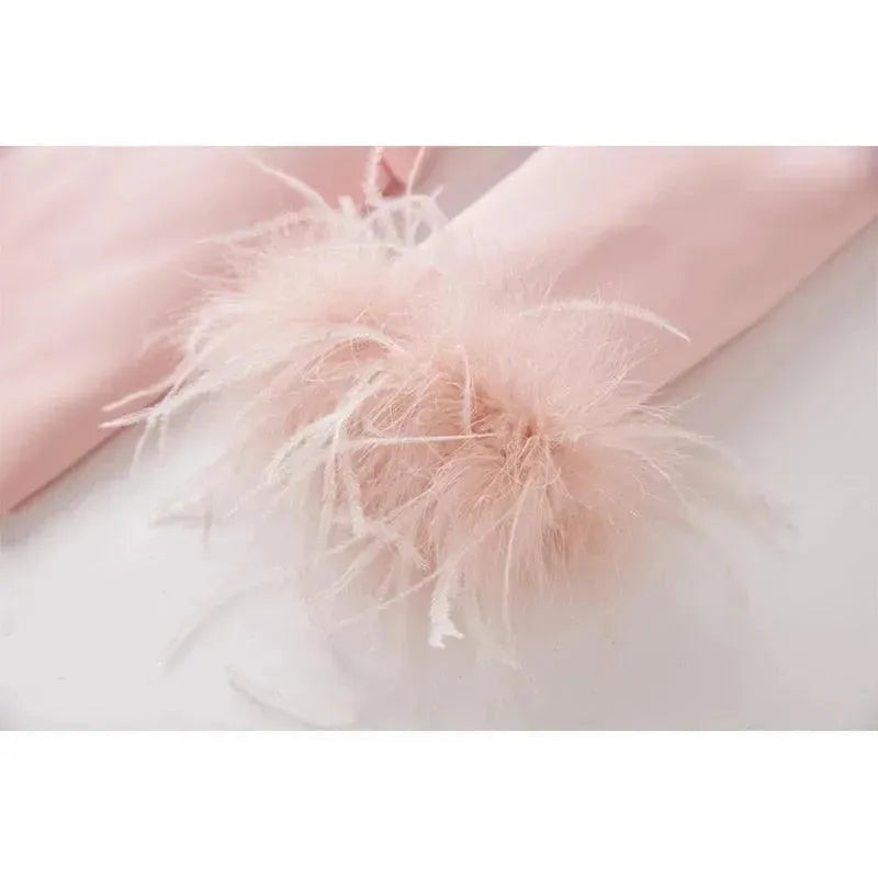 Luxury Pink Feather Pantsuit - Pantsuit - LeStyleParfait
