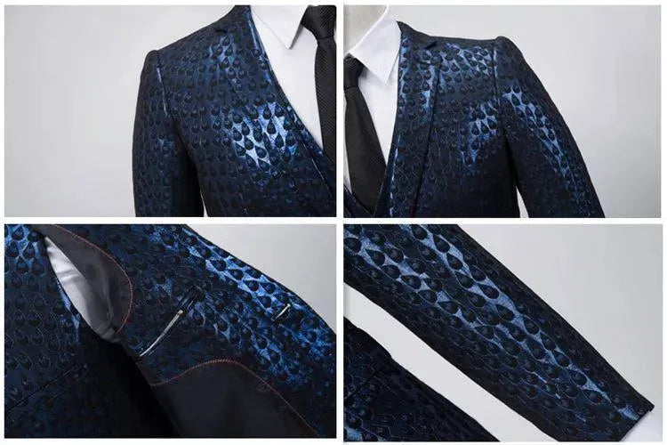 M. Jagger Jacquard Three Piece Suit - Three Piece Suit - LeStyleParfait