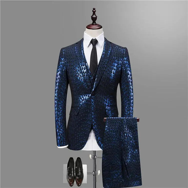 M. Jagger Jacquard Three Piece Suit - Three Piece Suit - LeStyleParfait