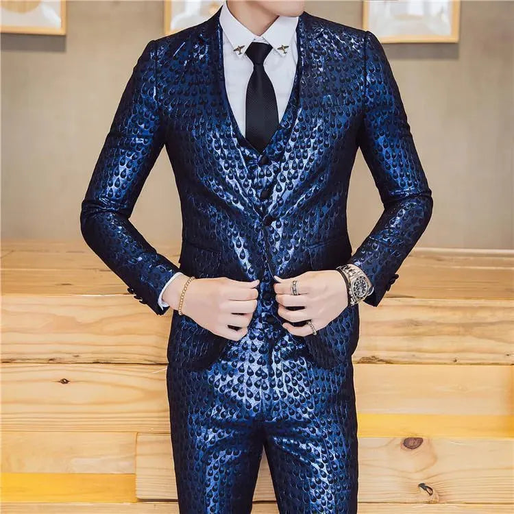 M. Jagger Jacquard Three Piece Suit - Three Piece Suit - LeStyleParfait