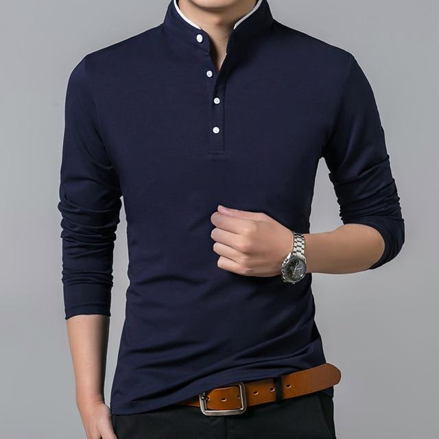 Mandarin Collar Men's T-Shirt - T-Shirts - LeStyleParfait Kenya