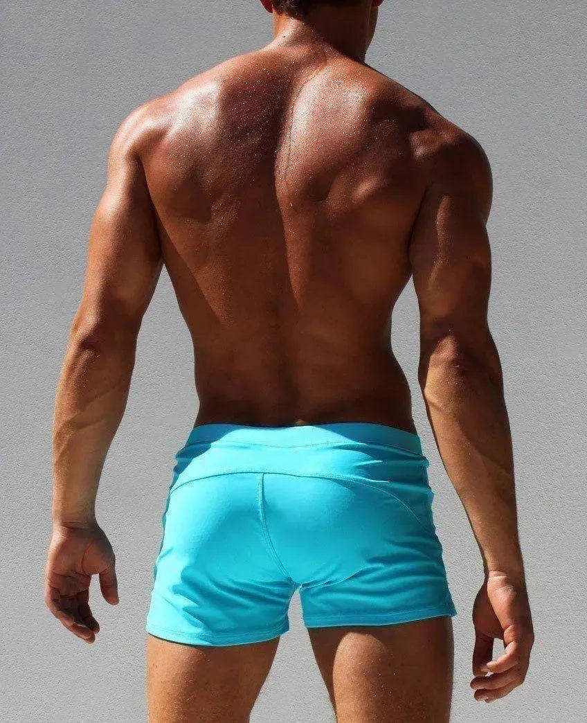 Men Black Minimalist Sporty Swim Shorts