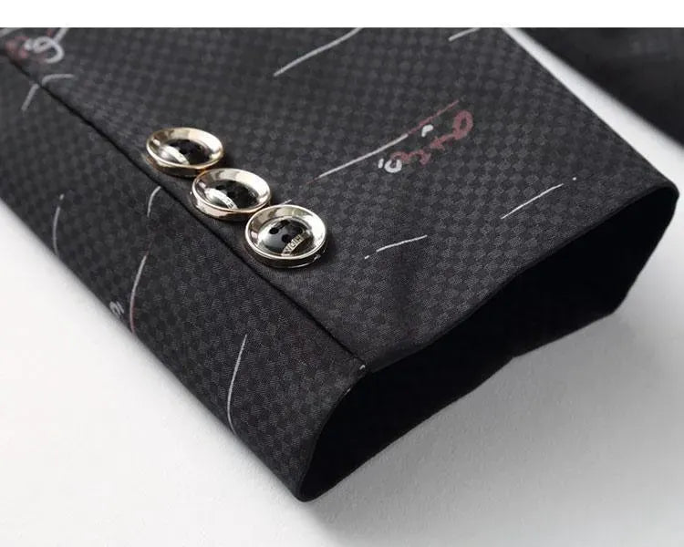 Men Blazer - Casual Blazer With White Prints - Men's Blazer - LeStyleParfait