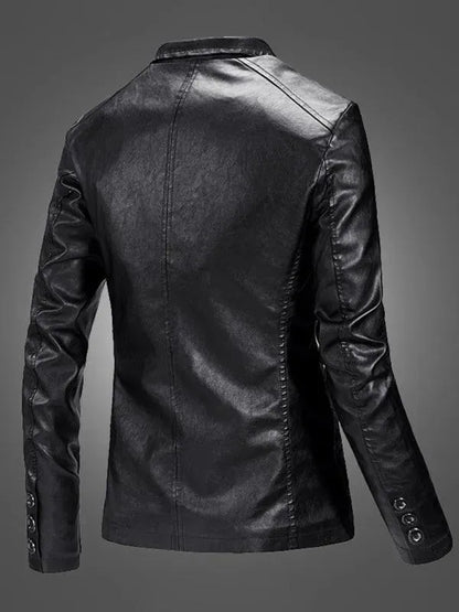 Men Blazer - Casual Leather Slim Fit Blazer - Leather Blazer - LeStyleParfait