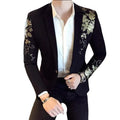Men Blazer - Floral Gold Print Casual Blazer - Floral Blazer - LeStyleParfait