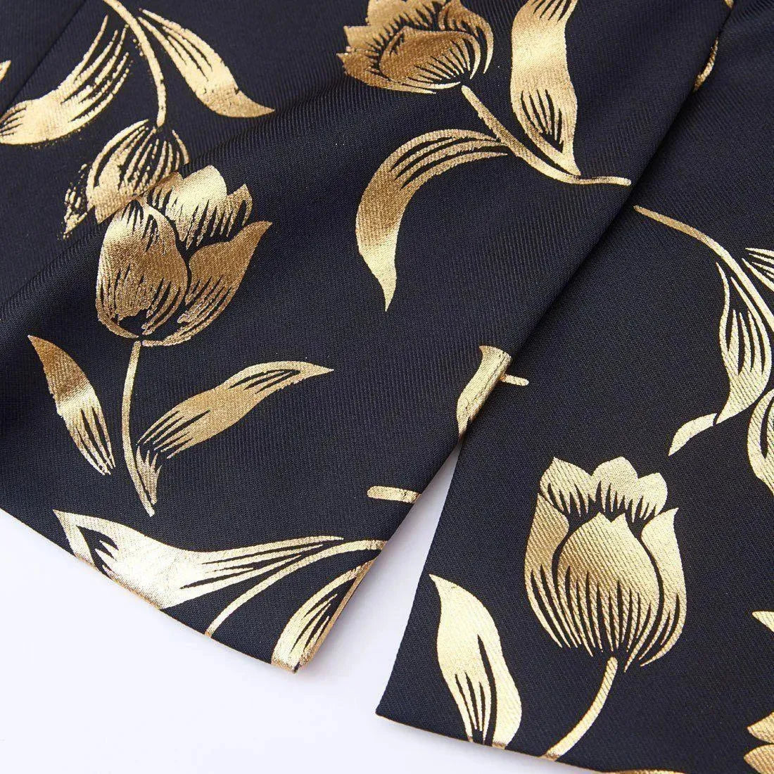 Men Blazer - Gold Print Party Blazer - Tuxedo Blazer - LeStyleParfait