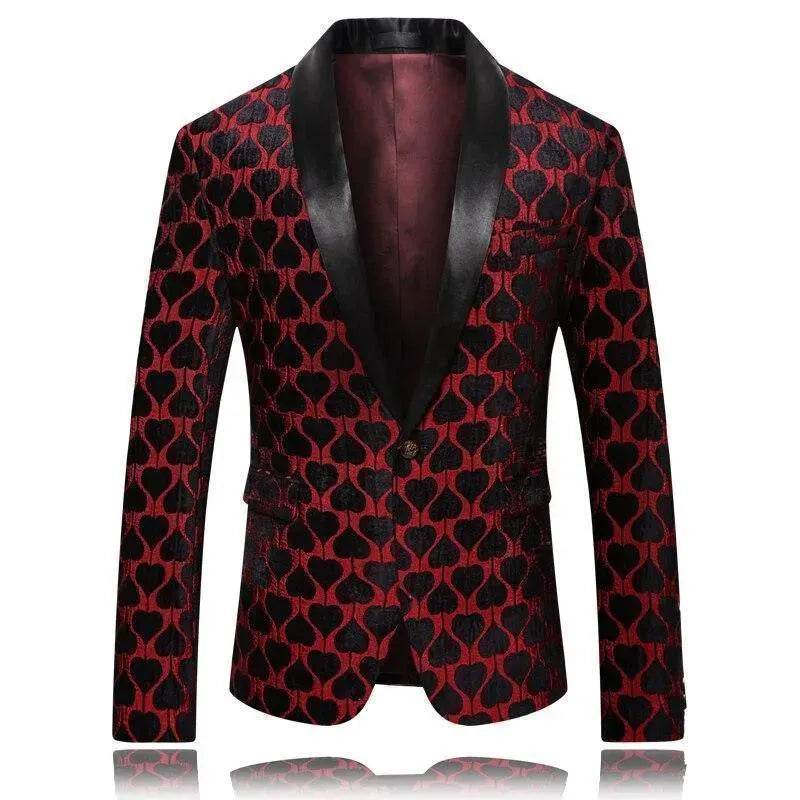 Men Blazer - Red Lapel Collar Tuxedo Blazer - Tuxedo Blazer - LeStyleParfait