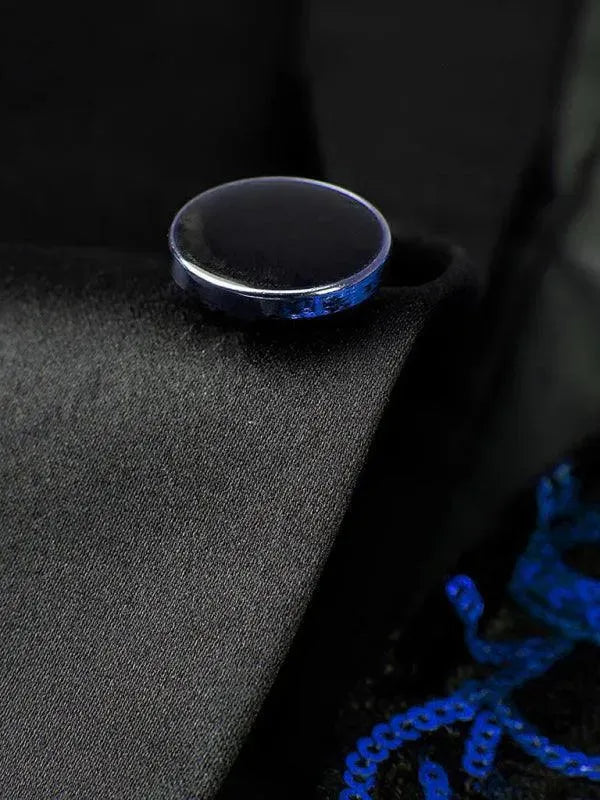 LeStyleParfait Men Blazer Tuxedo Blazers 1-Button V-Neck Long Sleeves Patchwork-Tuxedo Blazer