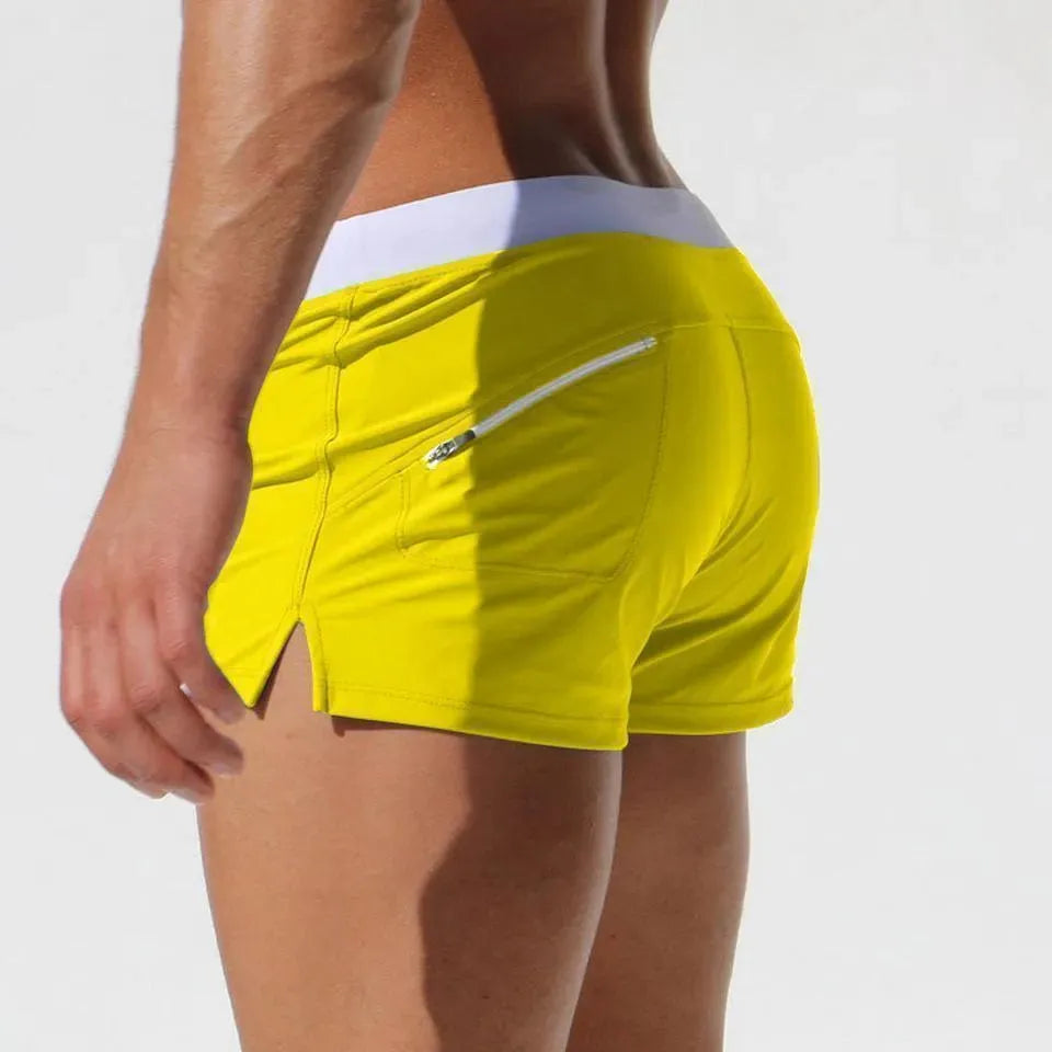 Men Blue White Sporty Swim Shorts fashion image