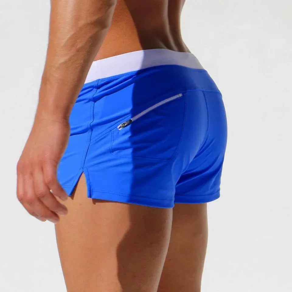 Men Blue White Sporty Swim Shorts fashion image
