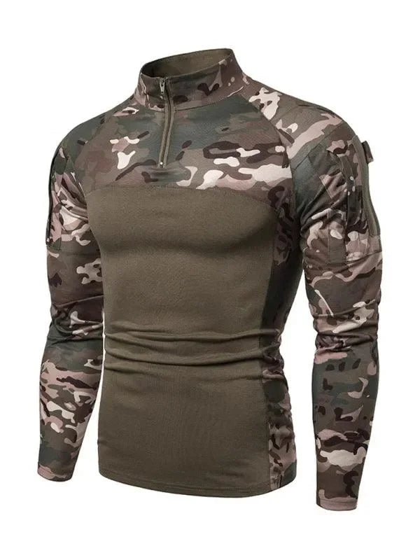 Men Camouflage High Neck Sports Tshirt-Men T-Shirt-LeStyleParfait
