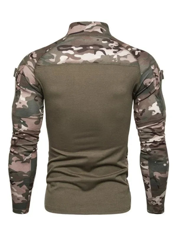 Men Camouflage High Neck Sports Tshirt-Men T-Shirt-LeStyleParfait