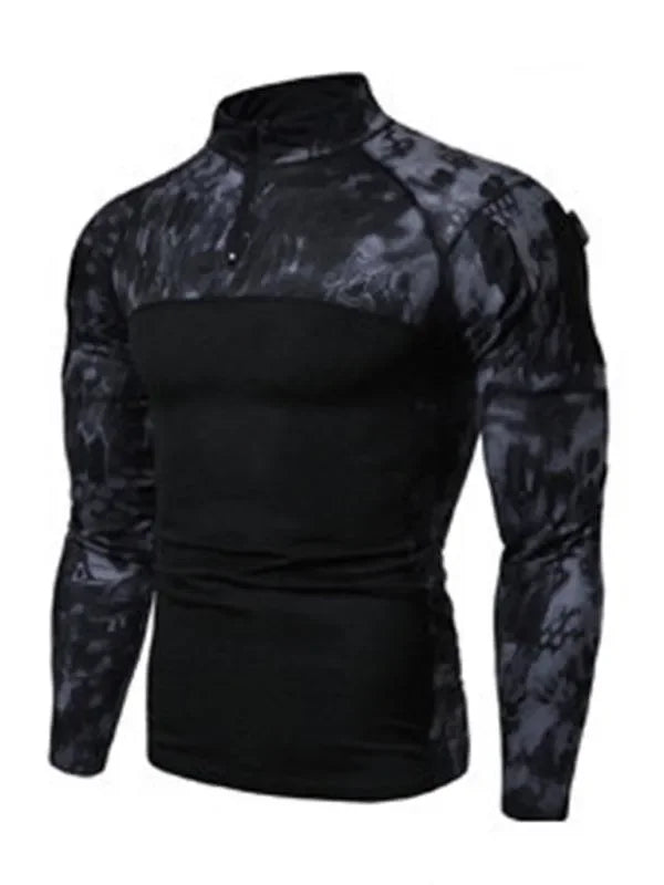 Men Camouflage High Neck Sports Tshirt-Men T-Shirt-LeStyleParfait