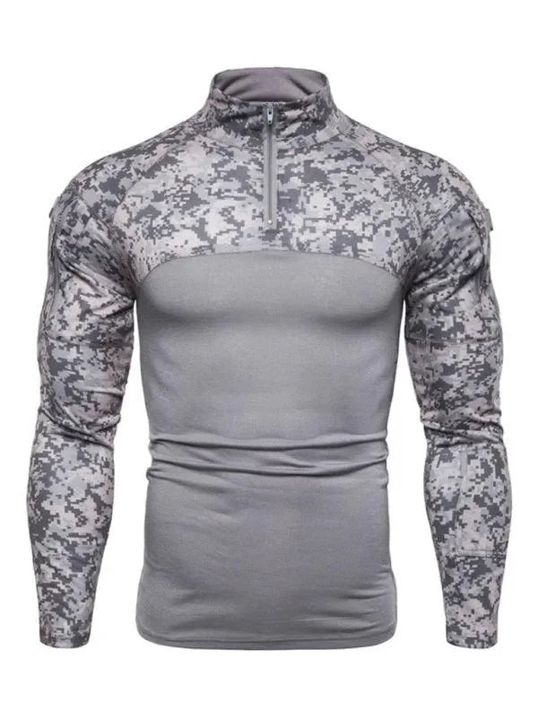 Men Camouflage High Neck Sports Tshirt-Men T-Shirt-LeStyleParfait