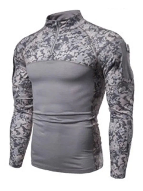 Men Camouflage High Neck Sports Tshirt-Men T-Shirt-LeStyleParfait