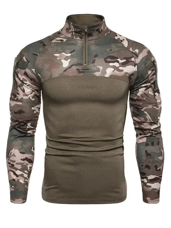 Men Camouflage High Neck Sports Tshirt-Men T-Shirt-LeStyleParfait