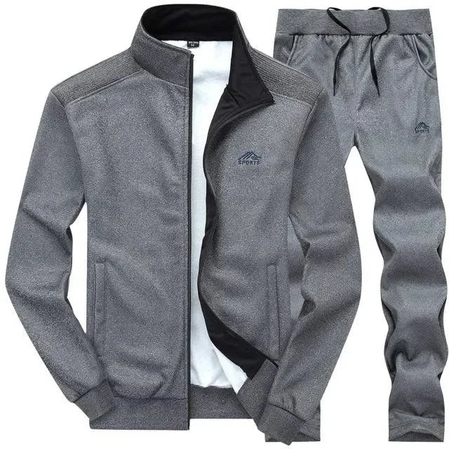 Men Casual Fleece Jogger Two-Piece Set - Solid Casual Jogger Two-Piece Set - LeStyleParfait