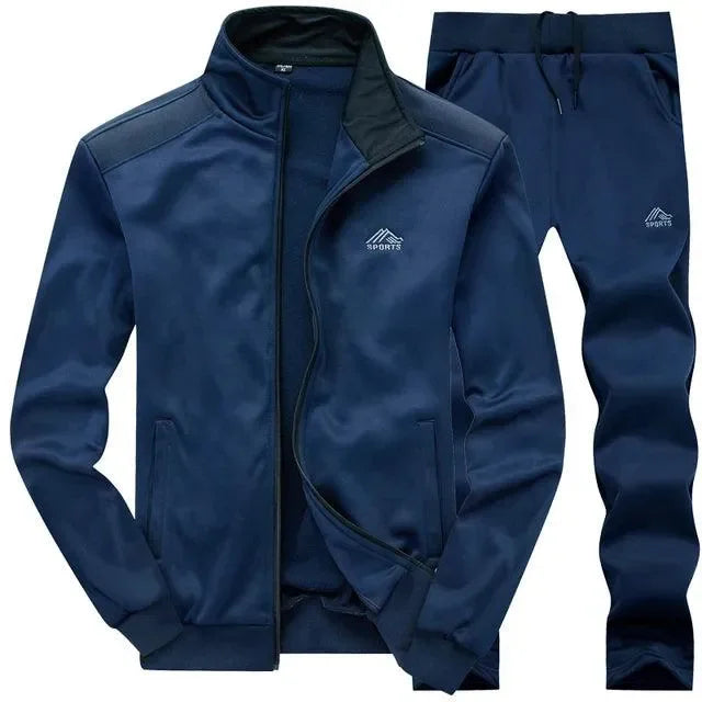 Men Casual Fleece Jogger Two-Piece Set - Solid Casual Jogger Two-Piece Set - LeStyleParfait