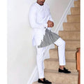 Men Classic Colorblock Embroidered Outfit Set - Colorblock Pants Two-Piece Set - LeStyleParfait
