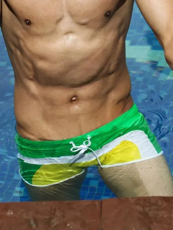 Men Colorblock Swim Shorts