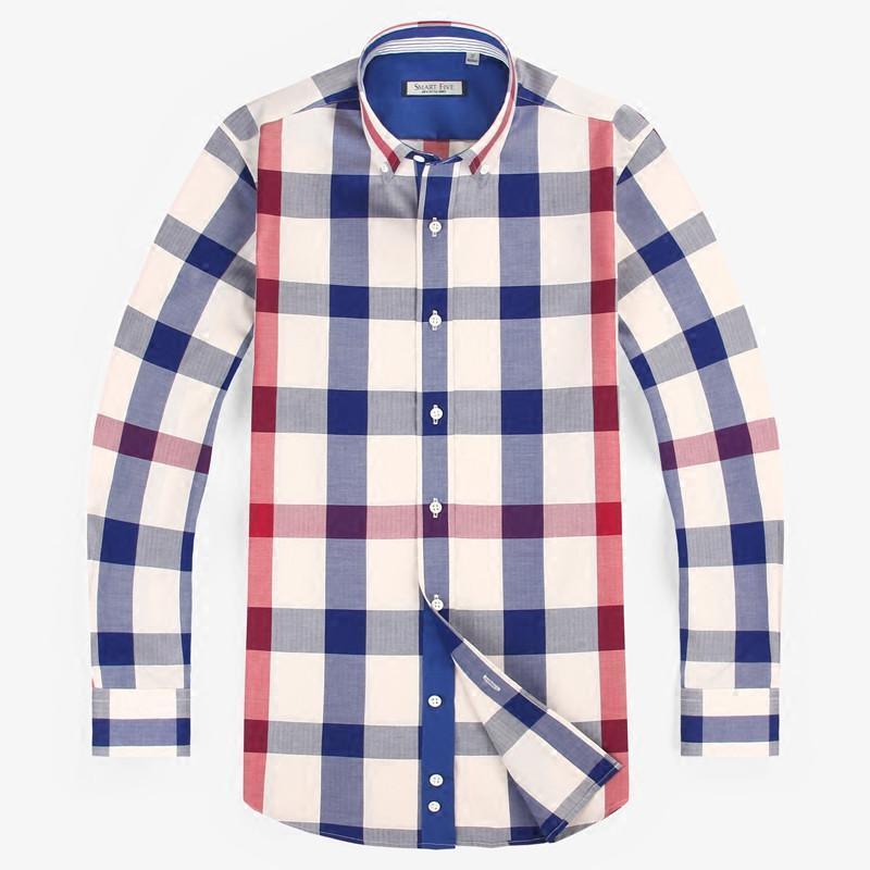 Men Dress Shirts 100% Cotton Plaid Shirt Men Plus Shirt Size - Shirt - LeStyleParfait Kenya