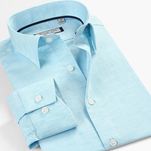 Buy Men Dress Shirts 51% Cotton 49% Linen Shirts Long Sleeve Casual ...