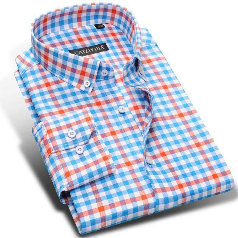 Men Dress Shirts, Long Sleeve Plaid Dress Shirts, High-quality 100% Cotton - Shirt - LeStyleParfait Kenya